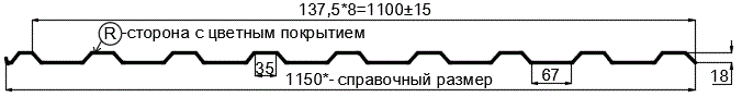 Фото: Профнастил МП20 х 1100 - R (PureTech_Mat-20-7024-0.5) в Клину