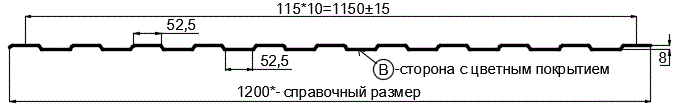 Фото: Профнастил С8 х 1150 - B (PureTech_Mat-20-7024-0,5) в Клину