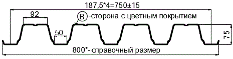 Фото: Профнастил Н75 х 750 - B (ПЭ-01-1014-0.7) в Клину