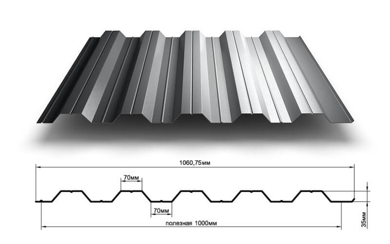 Профнастил НС35 х 1000 - A (PURMAN-20-Argillite-0.5)