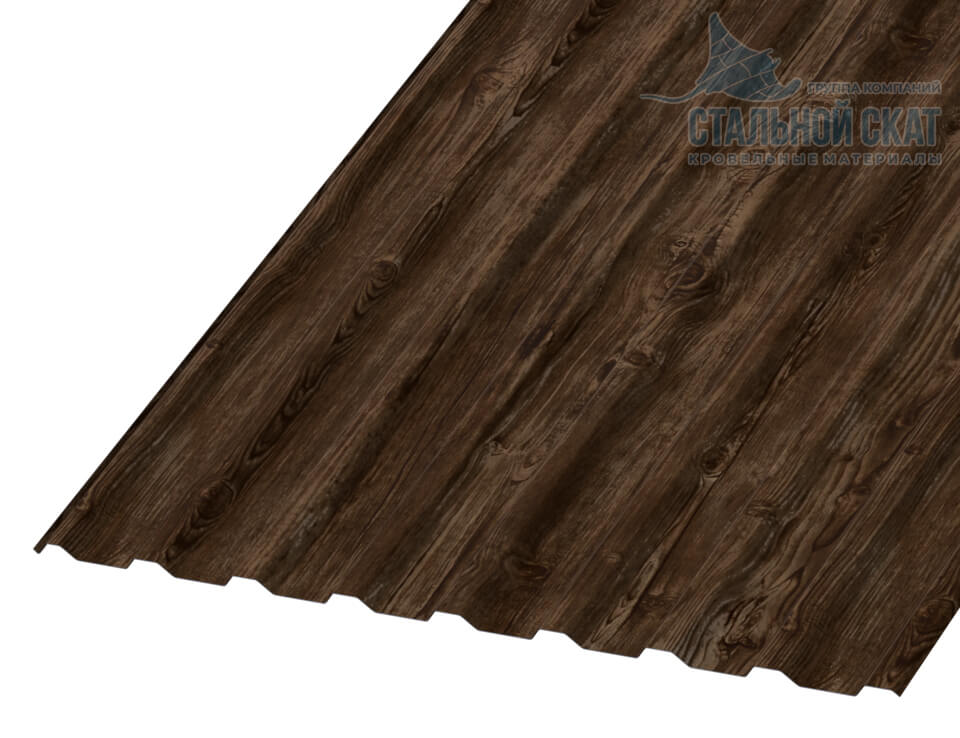 Профнастил МП20 х 1100 - R (ECOSTEEL_MA-01-Мореный Дуб-0.5)